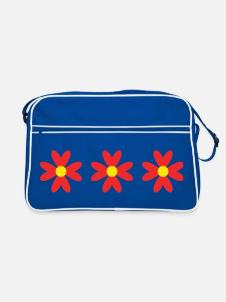FLEUR. NATURE. ECOLOGIE. ANNIVERSAIRE. FÊTE - Sac Retro - bleu/blanc - Devant