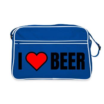 Ich liebe Bier - Retro Tasche - Blau/Weiß - Vorne