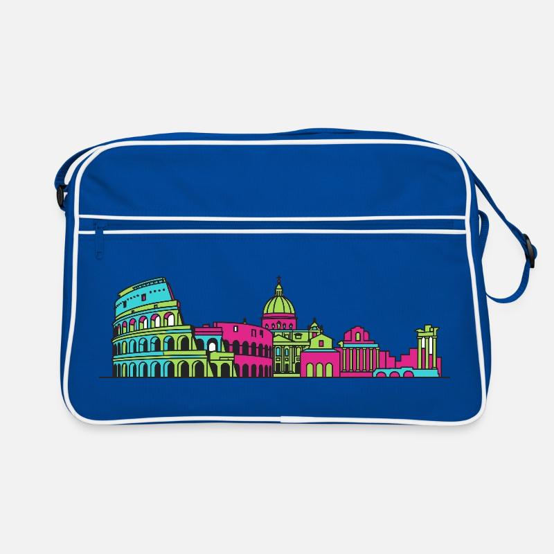 Colossée de la Skyline de Rome City Art moderne en ligne - Sac Retro - bleu/blanc