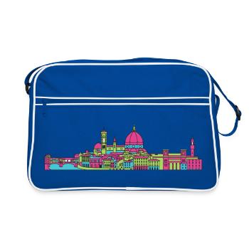 Florence City Skyline Duomo Moderne Linienkunst - Retro Tasche - Blau/Weiß - Vorne