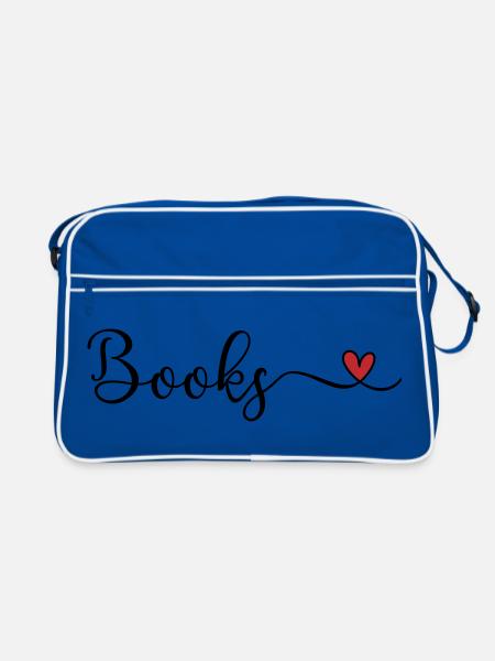 Bücher - Retro Tasche - Blau/Weiß - Vorne