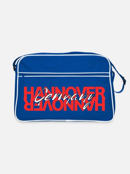 Hanover Typo City Print - Retro Bag - blue/white - Front