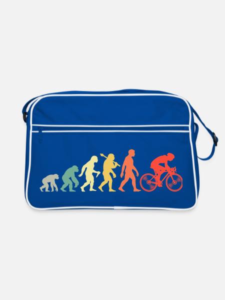 Radfahren Evolution Für Radfahrer Retro Radsport - Retro Tasche - Blau/Weiß - Vorne