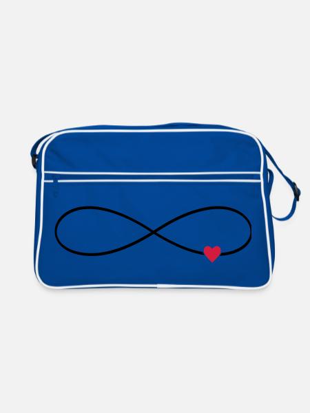 Unendlichkeitszeichen Herz unendliche Liebe - Retro Tasche - Blau/Weiß - Vorne