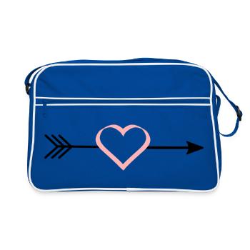 pink heart pink red arrow hearts Valentine's Day - Retro Bag - blue/white - Front