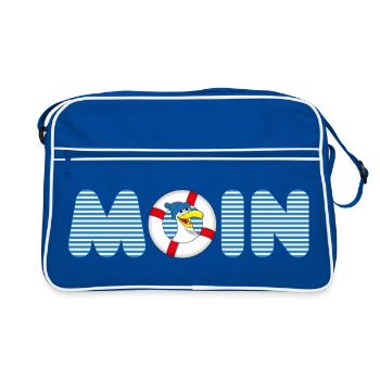 Moin Möve mit Rettungsring - Retro Tasche - Blau/Weiß - Vorne