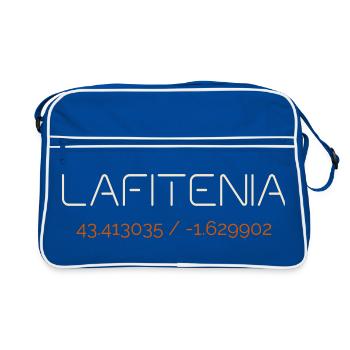 Lafitenia Spot de Surf GPS 43.4141°N Pays Basque - Sac Retro - bleu/blanc - Devant