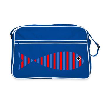 sardine. fish. April fool. sea. ocean - Retro Bag - blue/white - Front
