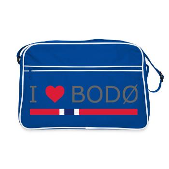 I love Bodo - Norway - Norge - Norwegen - Retro Tasche - Blau/Weiß - Vorne