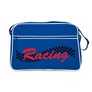 Drapeau à cocher de course - Car Auto Bike Race - Sac Retro - bleu/blanc - Devant