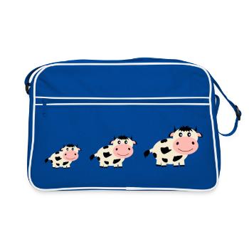 Kuh Kühe Comic - Retro Tasche - Blau/Weiß - Vorne