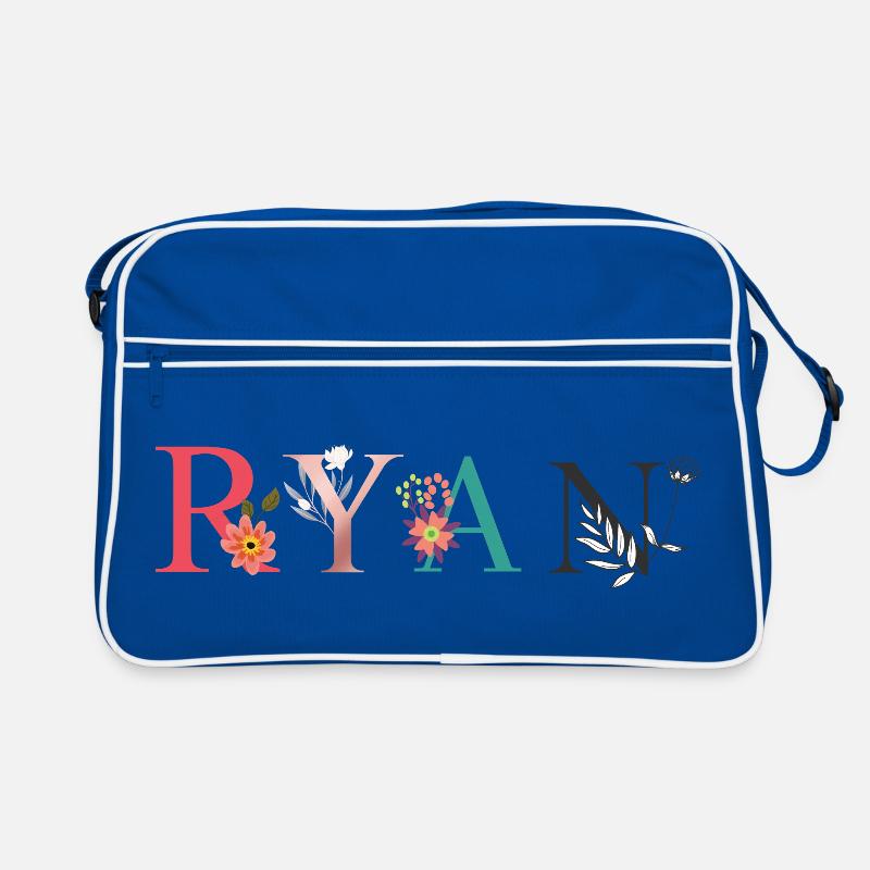 RYAN Nom Art avec fleurs brodées Sac Retro