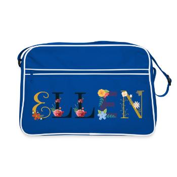 ELLEN Name decorated with flowers - Retro Bag - blue/white - Front