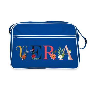 VERA name decorated with flowers - Retro Bag - blue/white - Front
