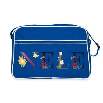 Nele - Retro Tasche - Blau/Weiß - Vorne