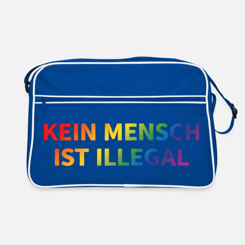 No One Is Illegal Rainbow Retro Bag