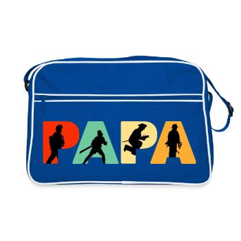 Papa Firefighter Retro Fireman Hero Dad - Retro Bag - blue/white - Front