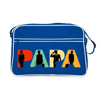 Pilot Papa Aviation Airplane Silhouette - Retro Tasche - Blau/Weiß - Vorne