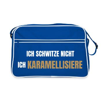 Ich schwitze nicht ich karamellisiere - Retro Tasche - Blau/Weiß - Vorne