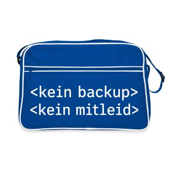 No Backup No Mercy - Kein Backup Kein Mitleid - Retro Tasche - Blau/Weiß - Vorne