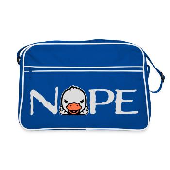 Goose Nope Middle Finger Nasty Insult Duck Naughty - Retro Bag - blue/white - Front