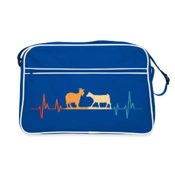 Chèvre battement de coeur cadeau chèvres  - Sac Retro - bleu/blanc - Devant