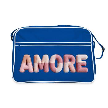 Patchwork de design de police romantique Amore - Sac Retro - bleu/blanc - Devant