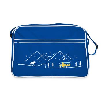 Schweden Camping Wohnmobil Sverige Design - Retro Tasche - Blau/Weiß - Vorne