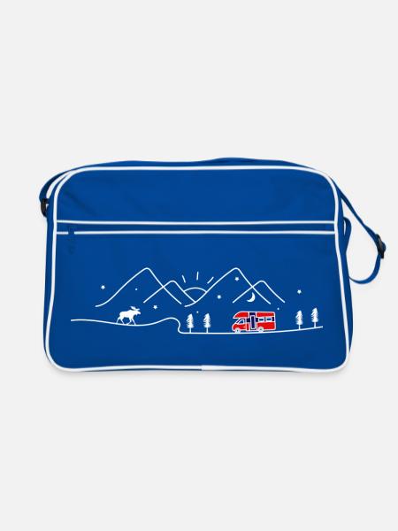 Norvège Camping Camping-car Norvège Design - Sac Retro - bleu/blanc