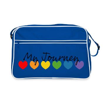 Cœurs arc-en-ciel mon voyage noir - Sac Retro - bleu/blanc - Devant