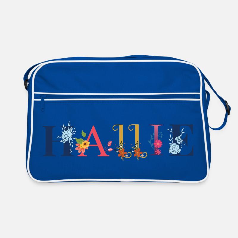 HALLIE Name Adorned with Flowers Retro Bag