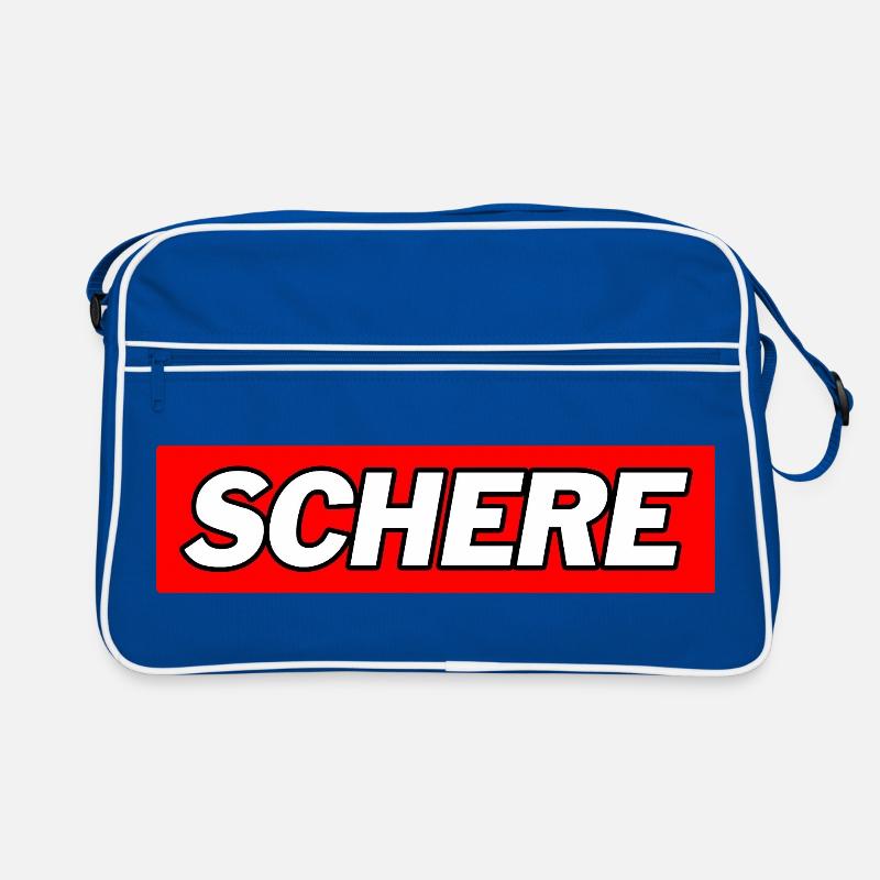 Schere - Funny Memes - Retro Tasche - Blau/Weiß