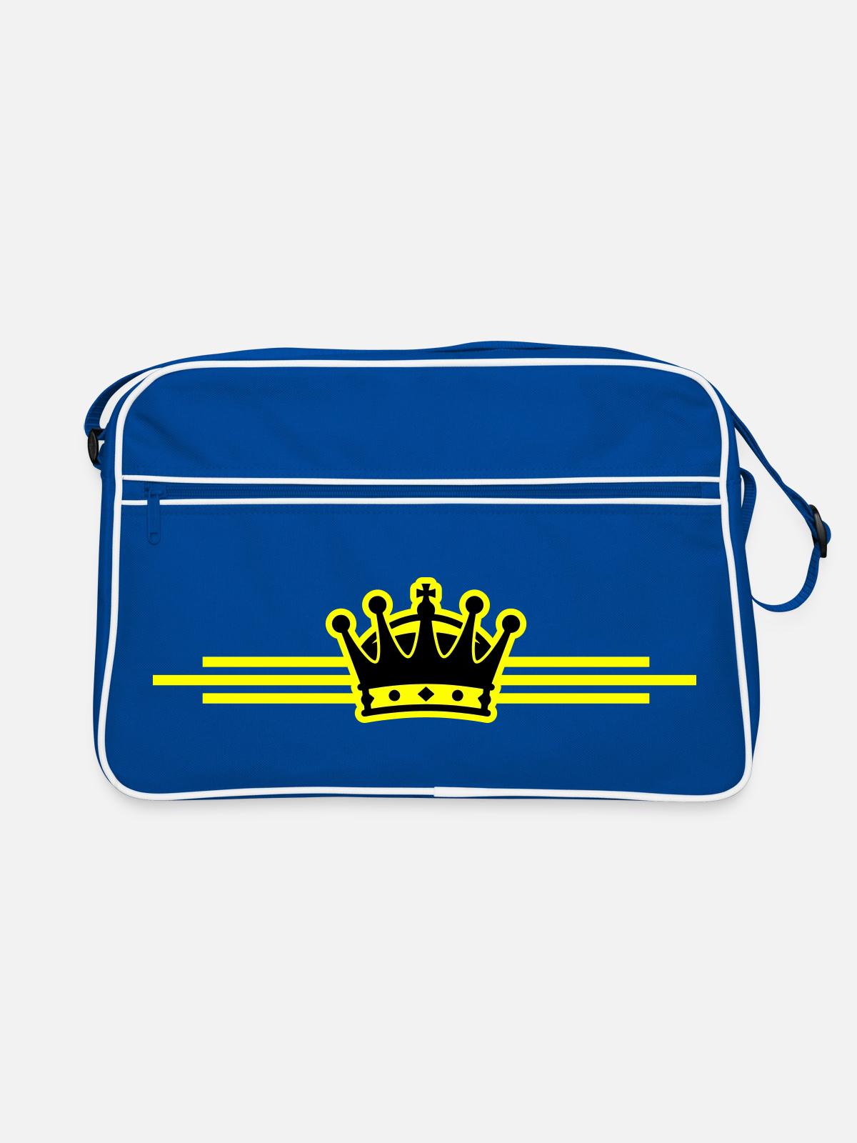Krone Linie - Retro Tasche - Blau/Weiß - Vorne