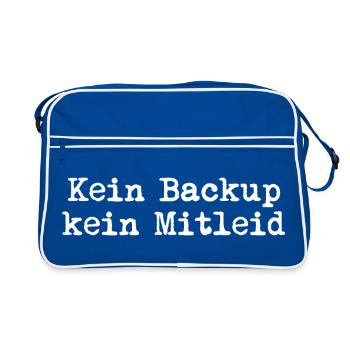 Kein Backup? Kein Mitleid! - Retro Tasche - Blau/Weiß - Vorne