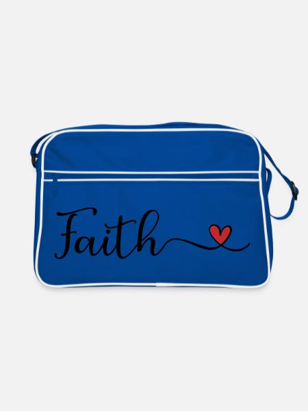 Typographie de la foi avec un cœur - Sac Retro - bleu/blanc - Devant