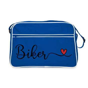 Biker with heart - Retro Bag - blue/white - Front