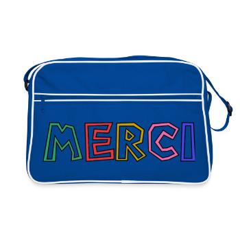 MERCI. THANKS. THANK YOU. ANNIVERSAIRE. NAISSANCE. - Sac Retro - bleu/blanc - Devant