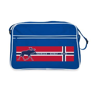 Norge - Norway - Norwegen - Flagge - Elch links - Retro Tasche - Blau/Weiß - Vorne