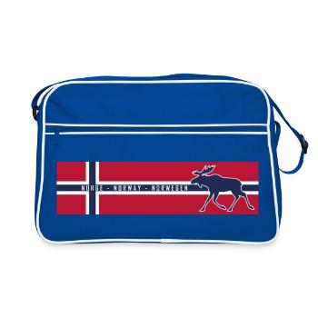 Norge - Norway - Norwegen - Flagge - Elch rechts - Retro Tasche - Blau/Weiß - Vorne