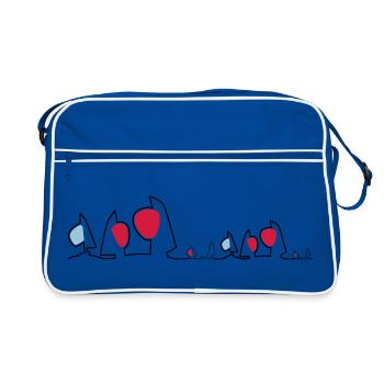 Regatta Skyline Segelboote Segeln Segelsport Boote - Retro Tasche - Blau/Weiß - Vorne