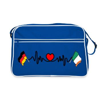 Cardio coeur avec drapeau de l’Allemagne et drapeau de l’Irlande - Sac Retro - bleu/blanc - Devant
