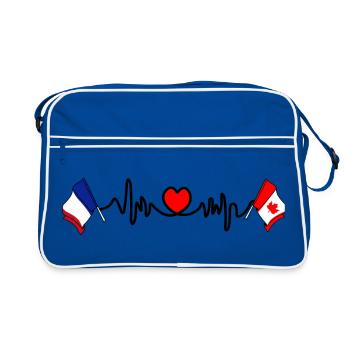 Cardio cardiaque avec drapeau de la France et drapeau du Canada - Sac Retro - bleu/blanc - Devant
