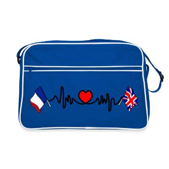 Cardio coeur avec drapeau France et drapeau Angleterre - Sac Retro - bleu/blanc - Devant