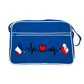 Cardio coeur avec drapeau France et drapeau Pologne - Sac Retro - bleu/blanc - Devant