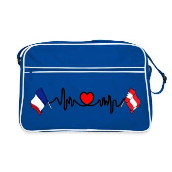 Cardio coeur avec drapeau France drapeau autriche - Sac Retro - bleu/blanc - Devant