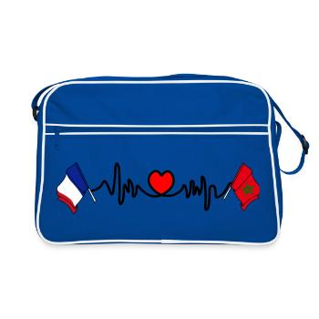 Cardio coeur avec drapeau France et drapeau Maroc - Sac Retro - bleu/blanc - Devant
