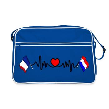 Cardio coeur avec drapeau France et drapeau Pays-Bas - Sac Retro - bleu/blanc - Devant