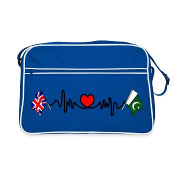 Cardio coeur avec drapeau de l’Angleterre et drapeau du Pakistan - Sac Retro - bleu/blanc - Devant