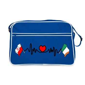 Cardio heart Drapeau Pologne, drapeau Irlande - Sac Retro - bleu/blanc - Devant