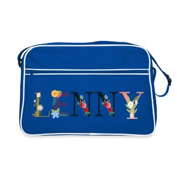 Le nom LENNY décoré de fleurs - Sac Retro - bleu/blanc - Devant